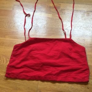 red tied crop top